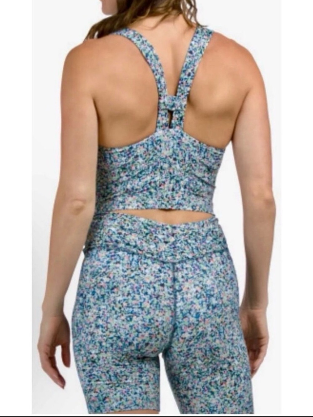 NWT Sage Collective Spandex Bike Shorts Blue Static Ditsy XS Crossover Yoga